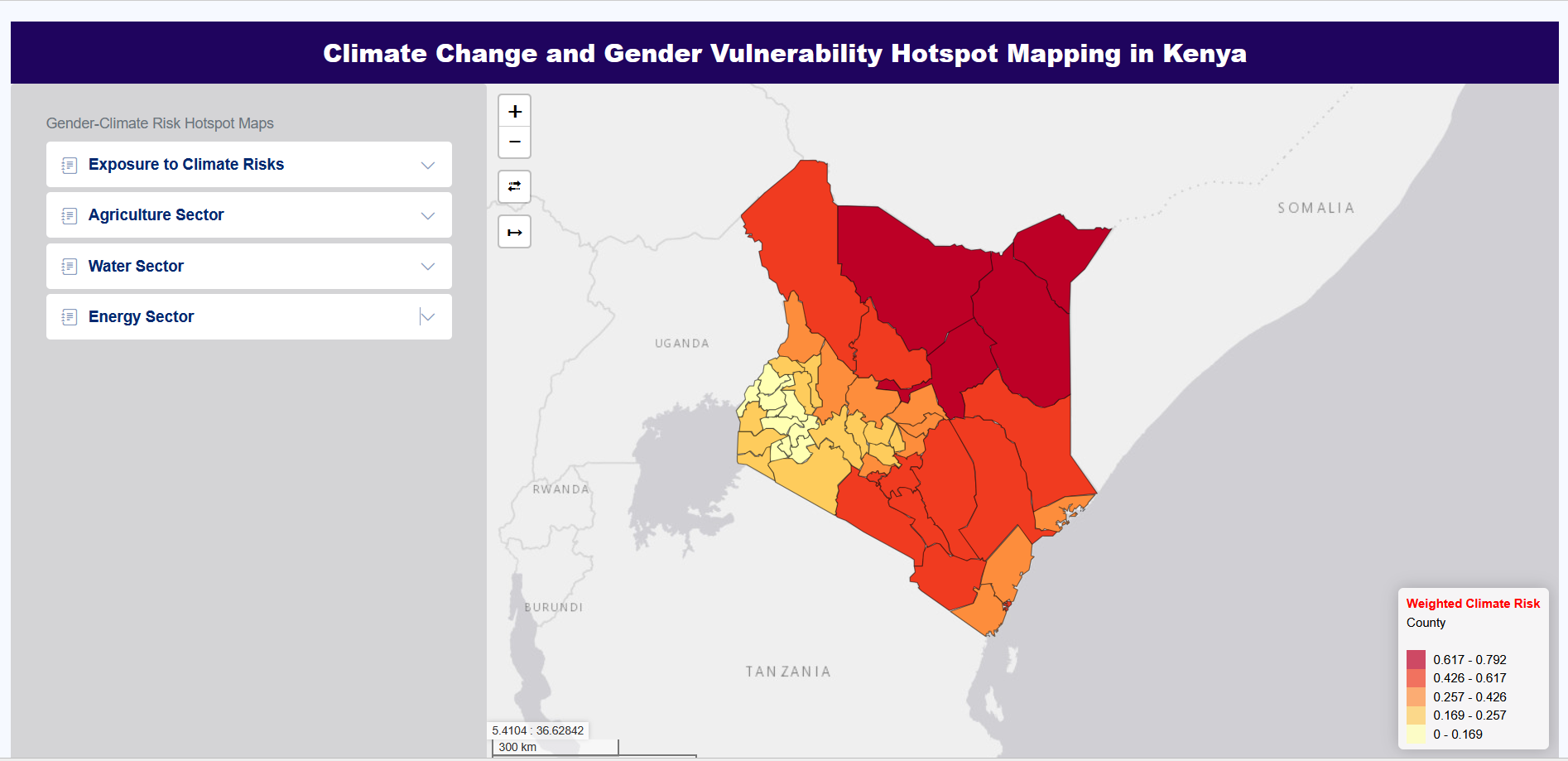Gender and climate change hotspot map platform